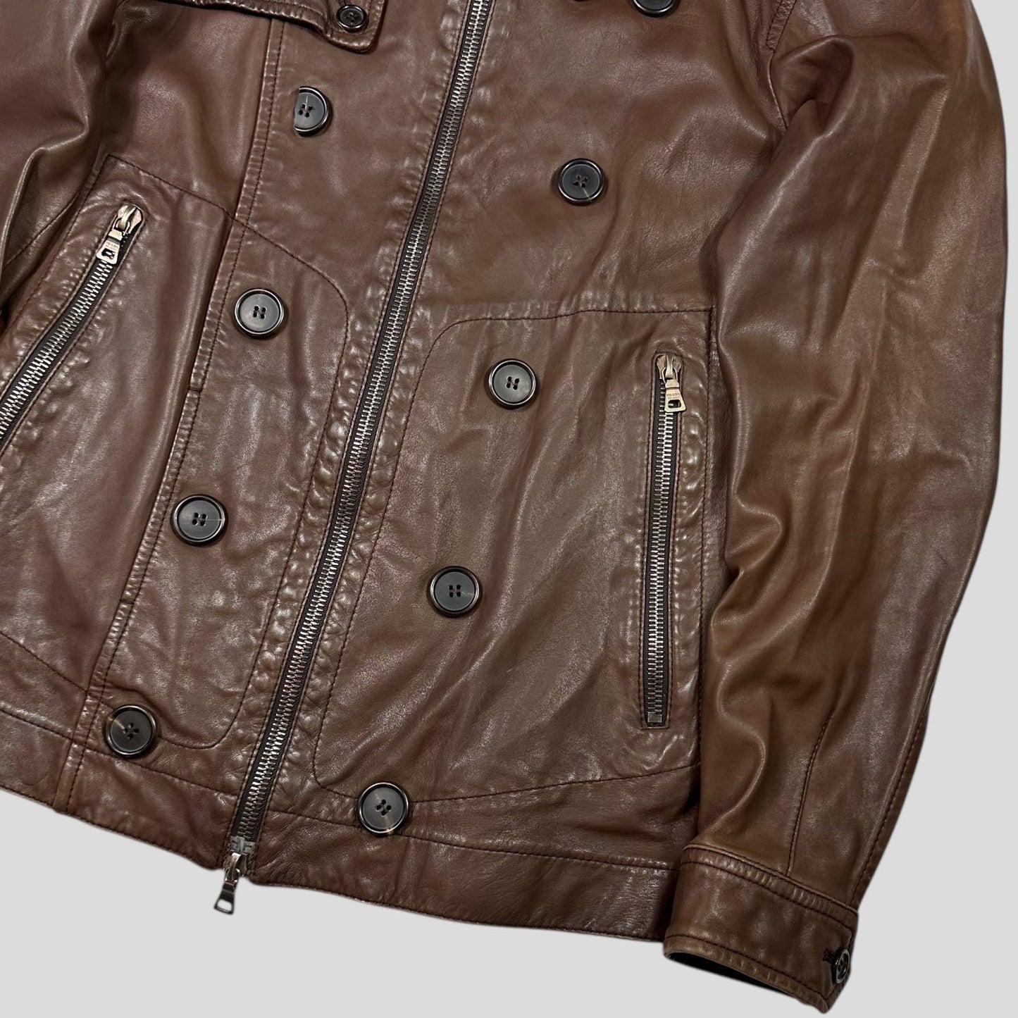 Prada Sport 00’s Brown Military Leather Modular Field Jacket - IT48 (S/M)
