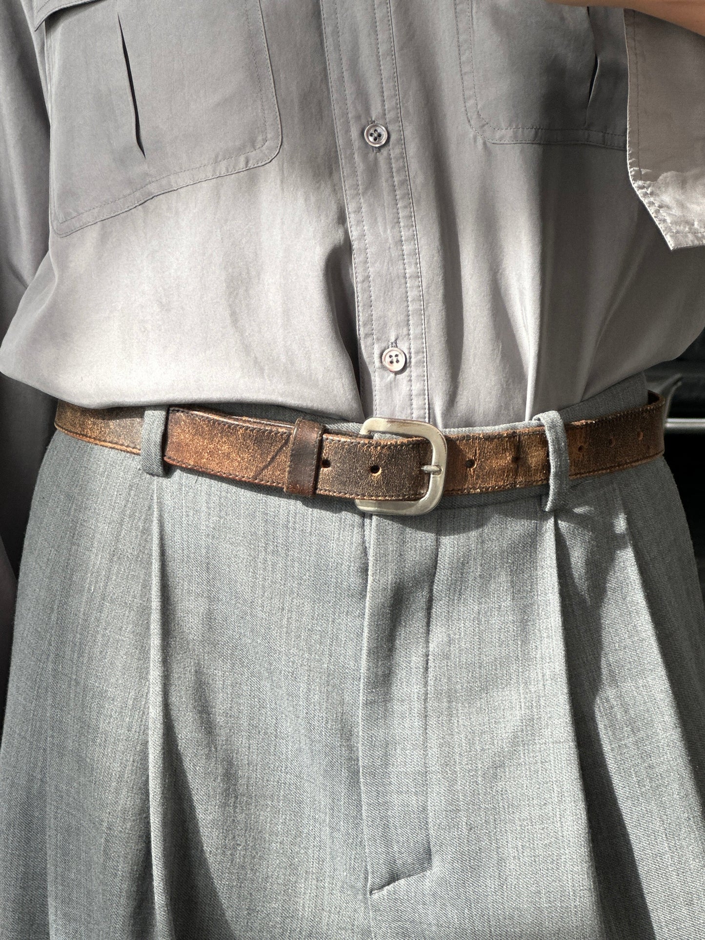 Vintage 1980s Distressed Leather Belt - W27-35