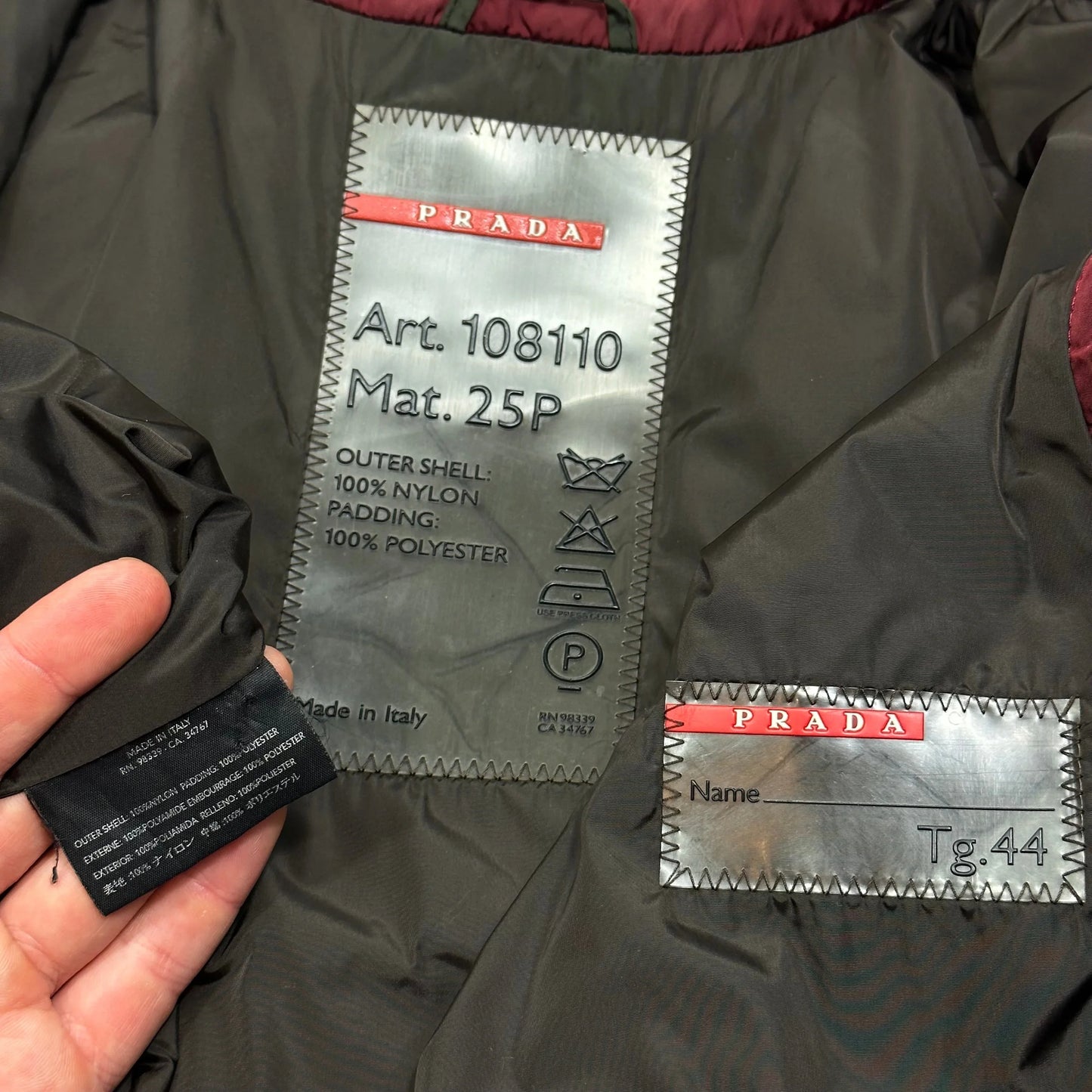 Prada Sport AW00 Technical Nylon Padded Backpack Jacket - IT44 (S)