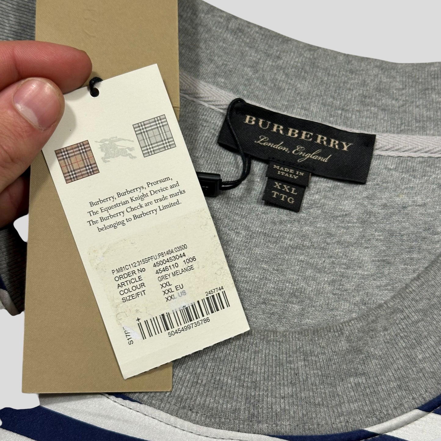 Burberry 2017 Striped Nylon Appliqué Logo Crewneck - XXL