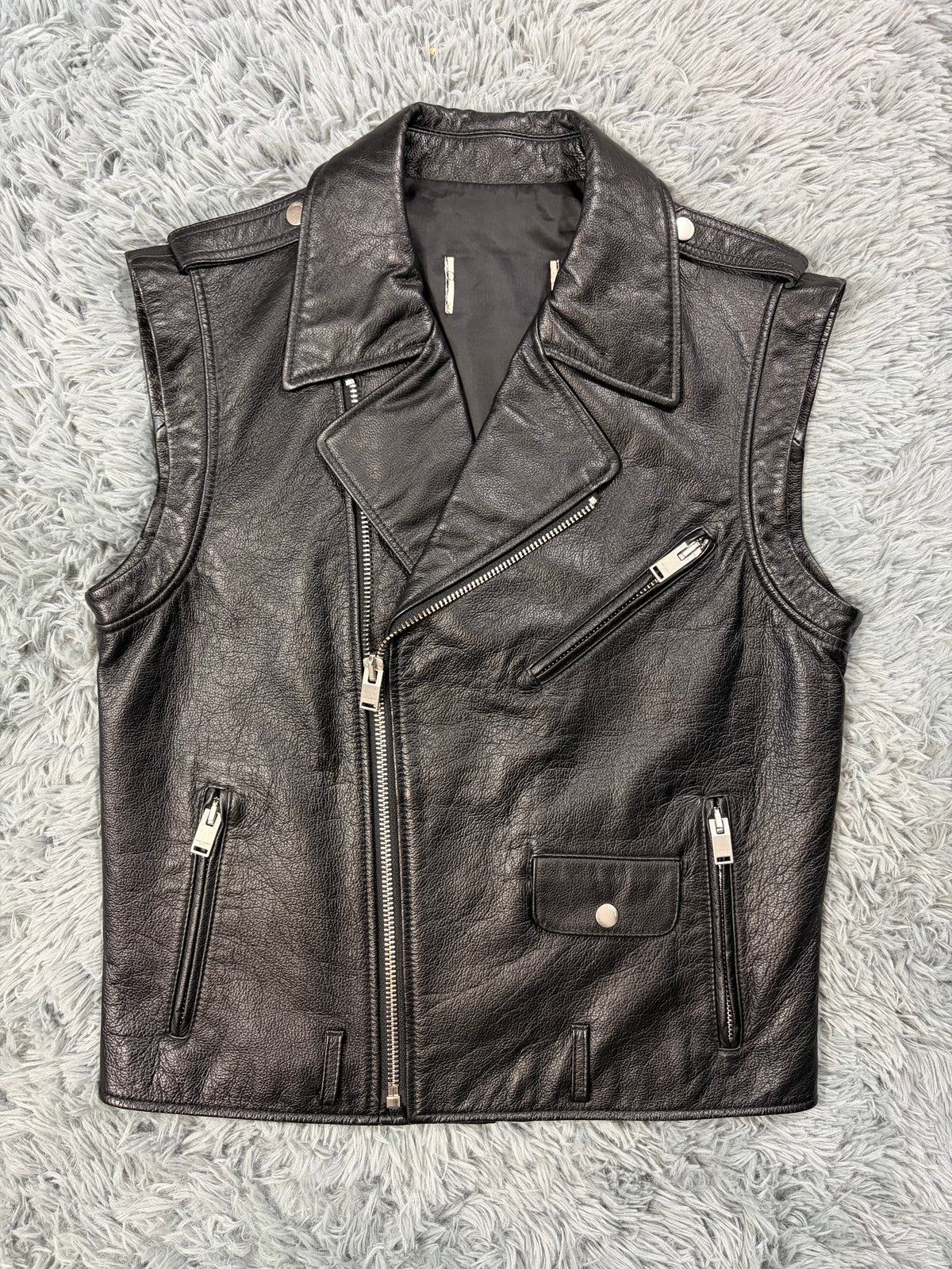 Saint Laurent SS13 Hedi Slimane L17 Leather Biker Gilet - M | O/S, Black