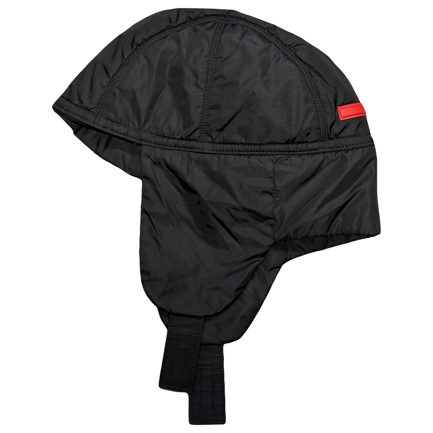 Prada Nylon Trapper Cap In Black (L)