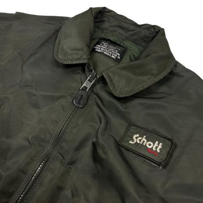 Vintage Schott NYC Khaki Cropped Bomber Jacket