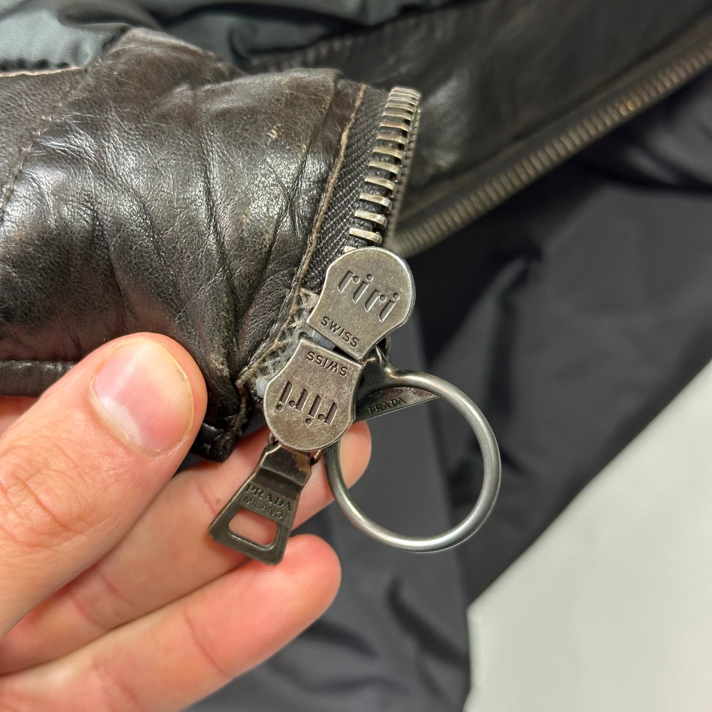 Prada Sport 00’s Leather + Nylon 3D Panelled Puffer Jacket - M/L