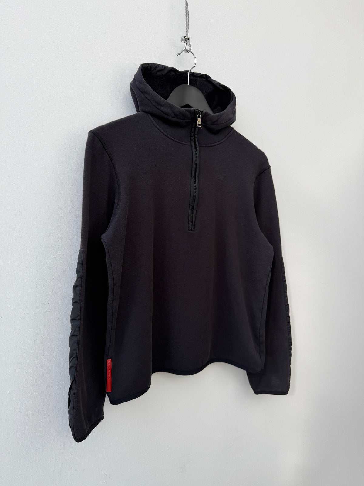 Prada Sport 2010 Half-Zip Nylon Fleeced Hoodie | Medium, Red
