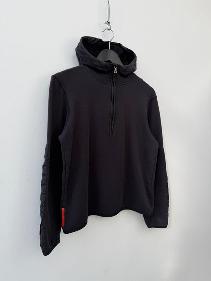Prada Sport 2010 Half-Zip Nylon Fleeced Hoodie | Medium, Red