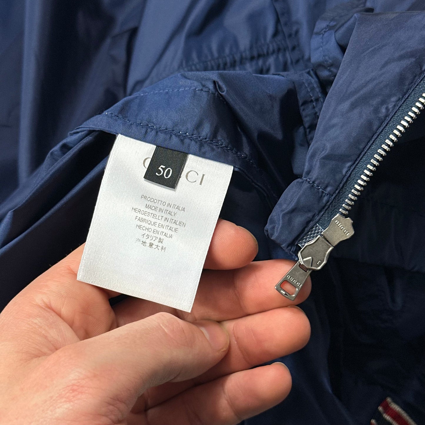 Gucci 2012 Blue Stripe Seam Nylon Shimmer Jacket - IT50 (M/L) | Default Title, Blue