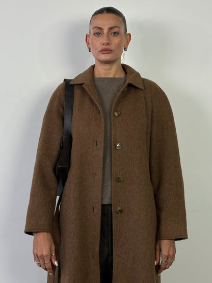 Marella 90s Brushed Wool Single Breasted Belted Coat - M