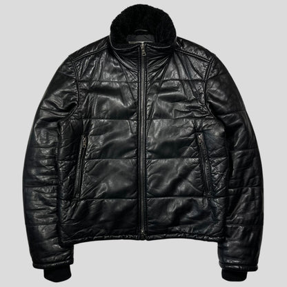 Prada Sport 00’s Leather Aviator Shearling Fur Collar Hooded Puffer - IT52 (L)