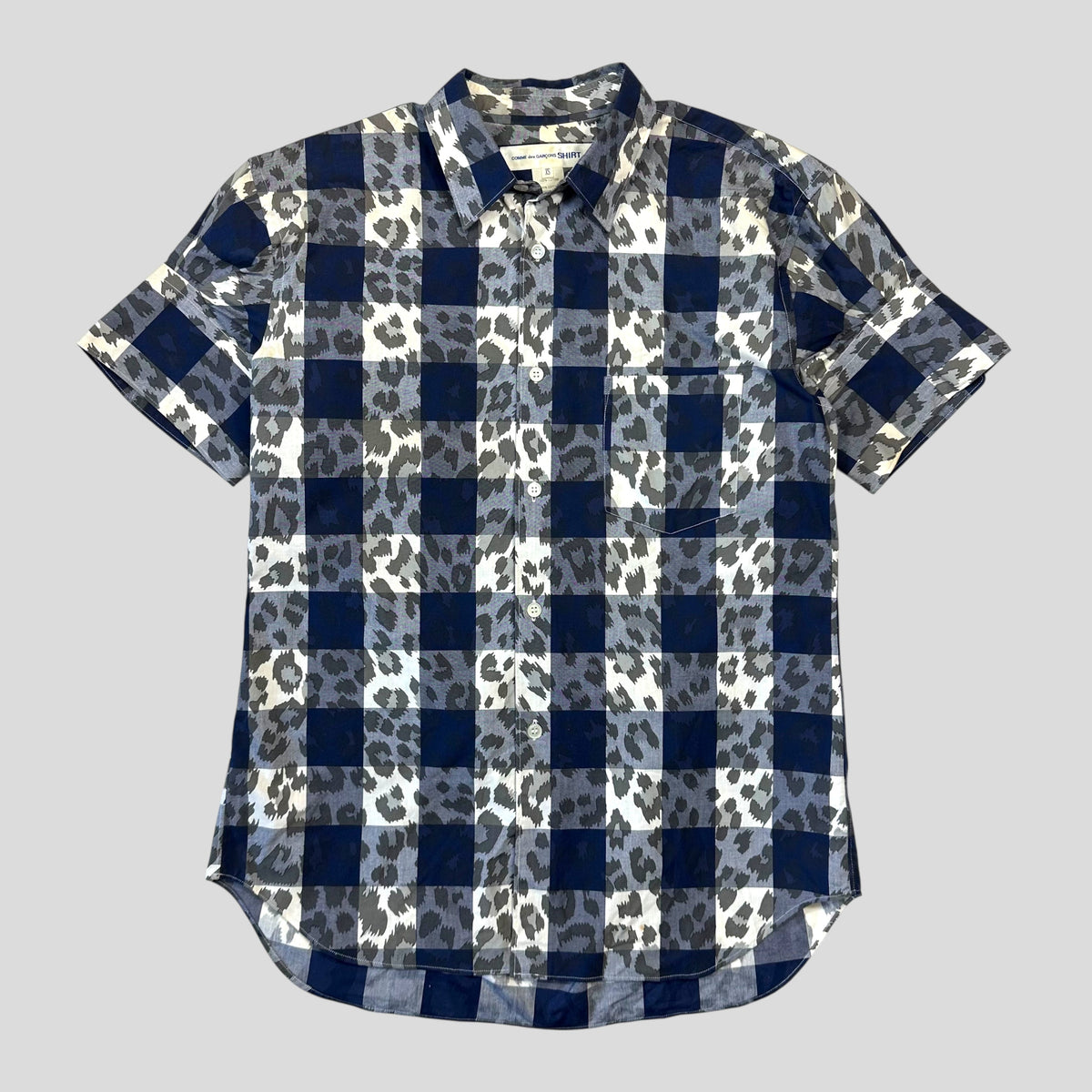 CDG SHIRT 00’s Camo Check Short Sleeve Shirt - S | XS, Blue