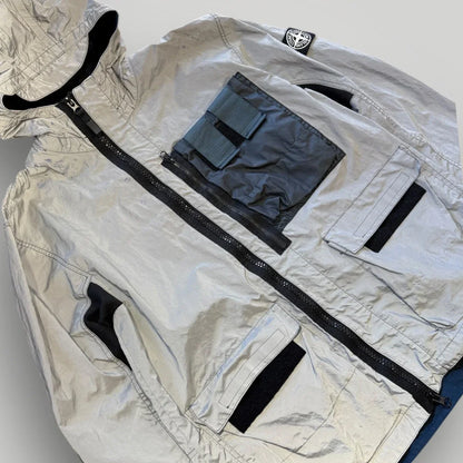 Stone Island SS/17 Black Garment Dyed Plated Reflective Mussola Gommata Jacket XXL