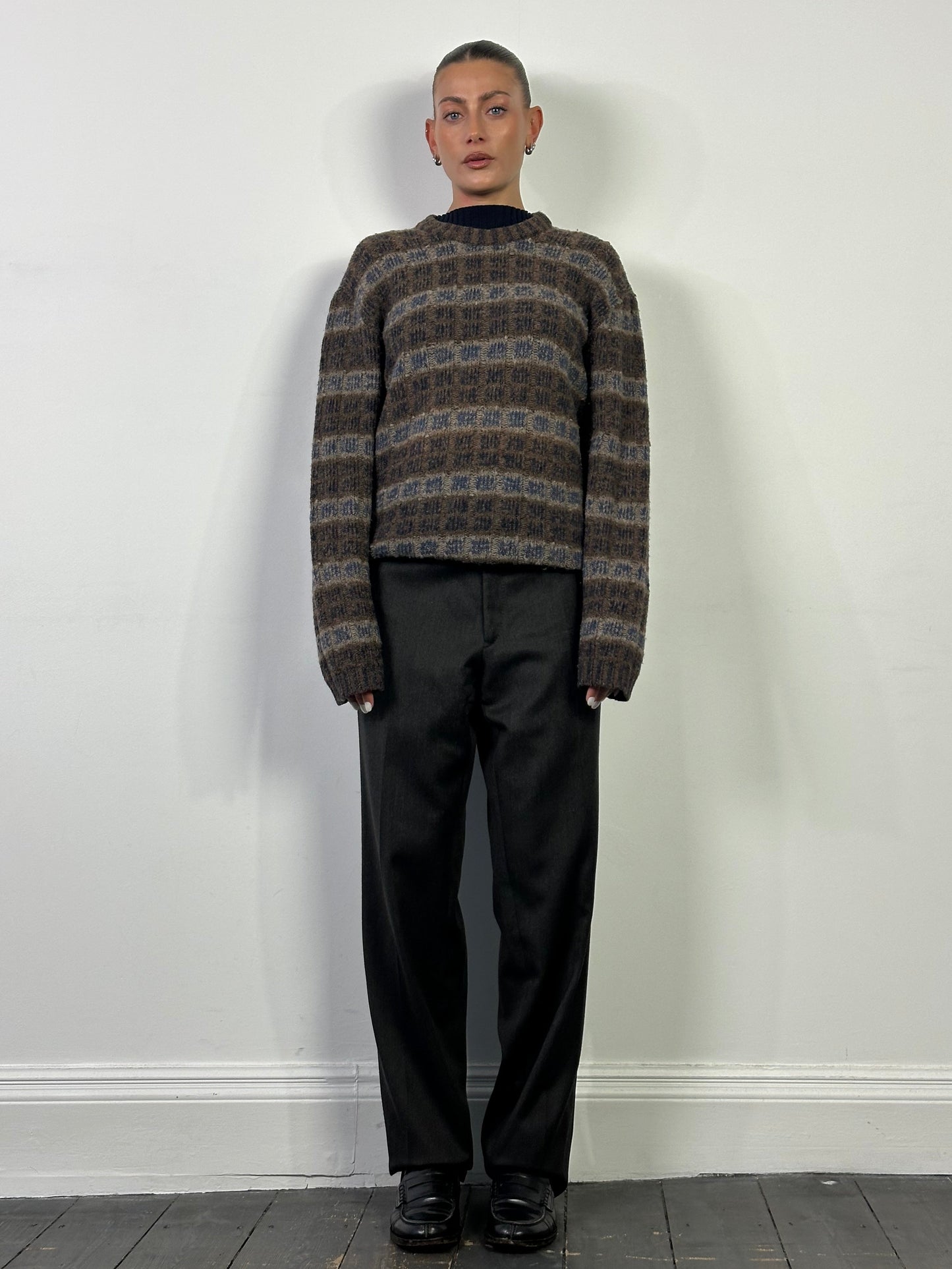 Armani Jeans Wool Check Knitted Jumper - XL