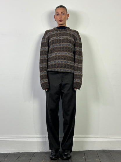 Armani Jeans Wool Check Knitted Jumper - XL