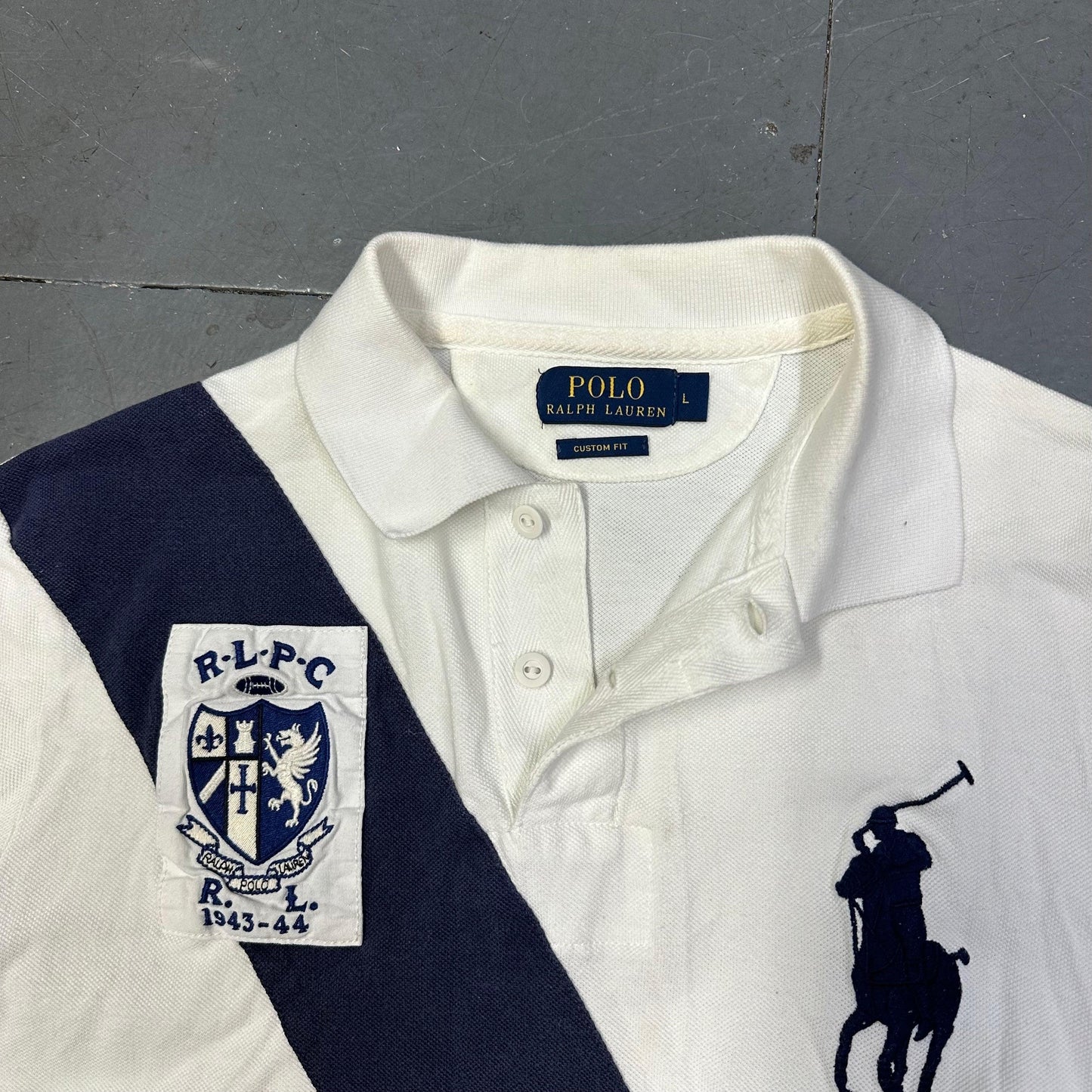 Ralph Lauren Polo In White & Navy ( L ) - Known Source