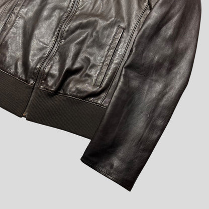 Prada SS00 Iridescent Lined Ebony Leather Biker Jacket - M
