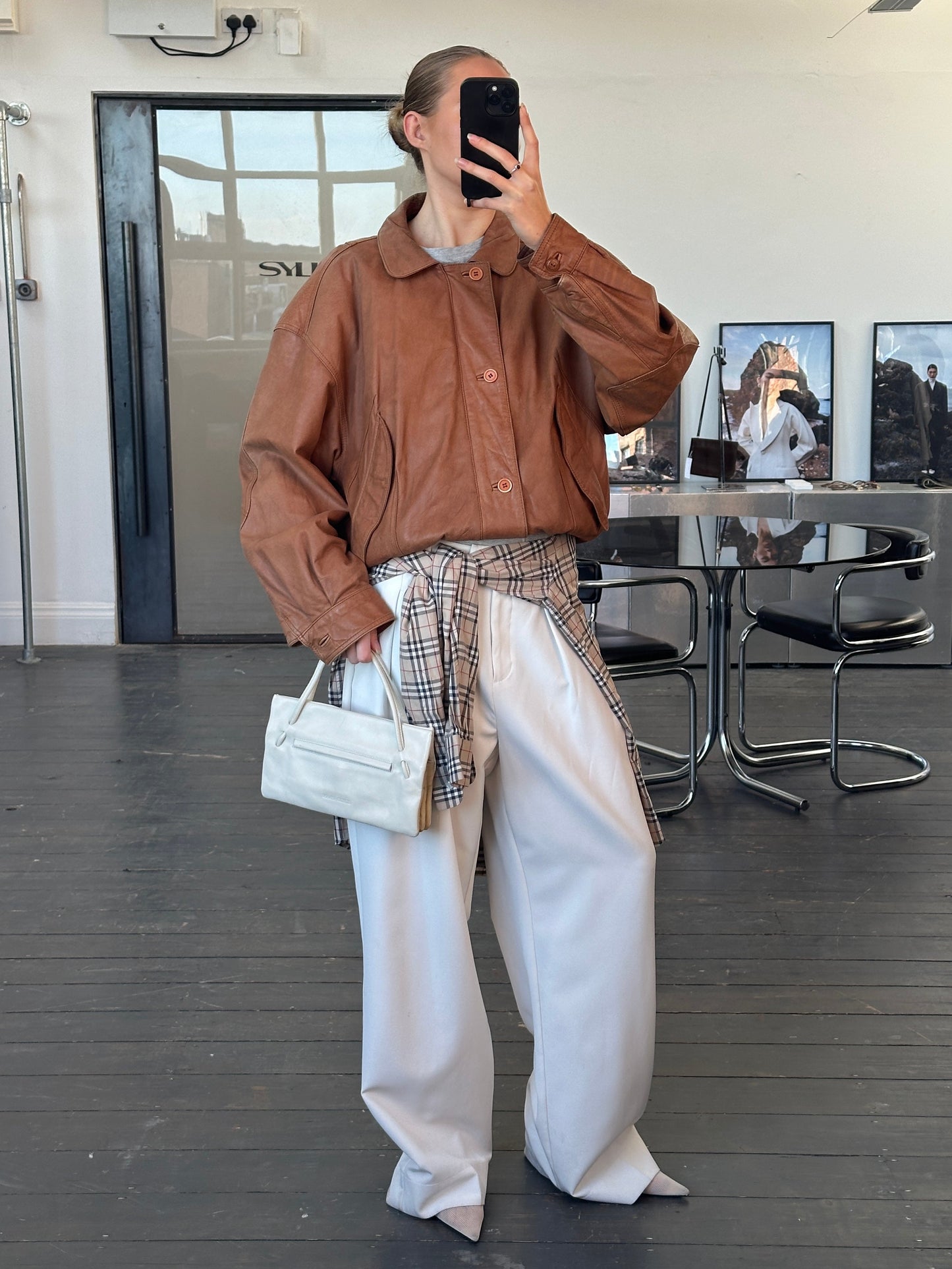 Vintage 1980s Leather Bomber Jacket - L