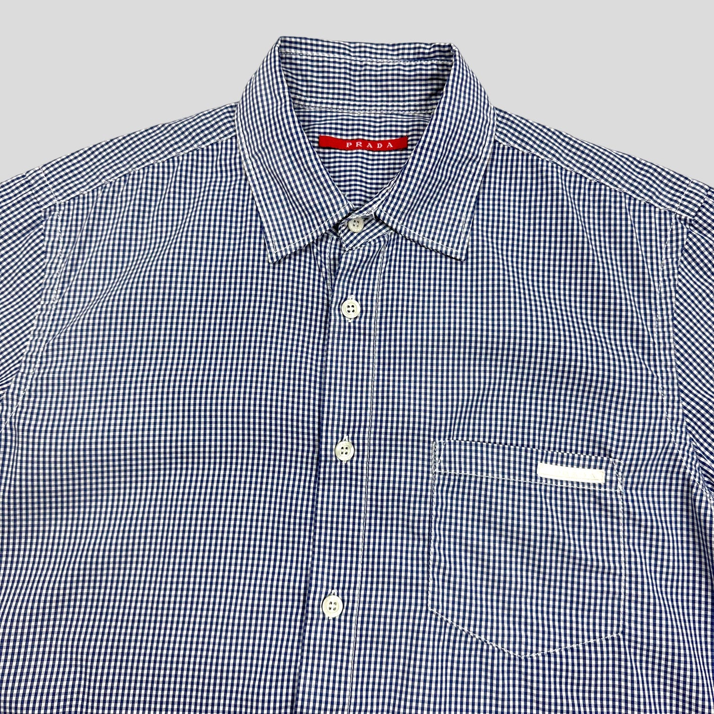 Prada Sport 2007 Gingham Plaid White Logo Shirt - S