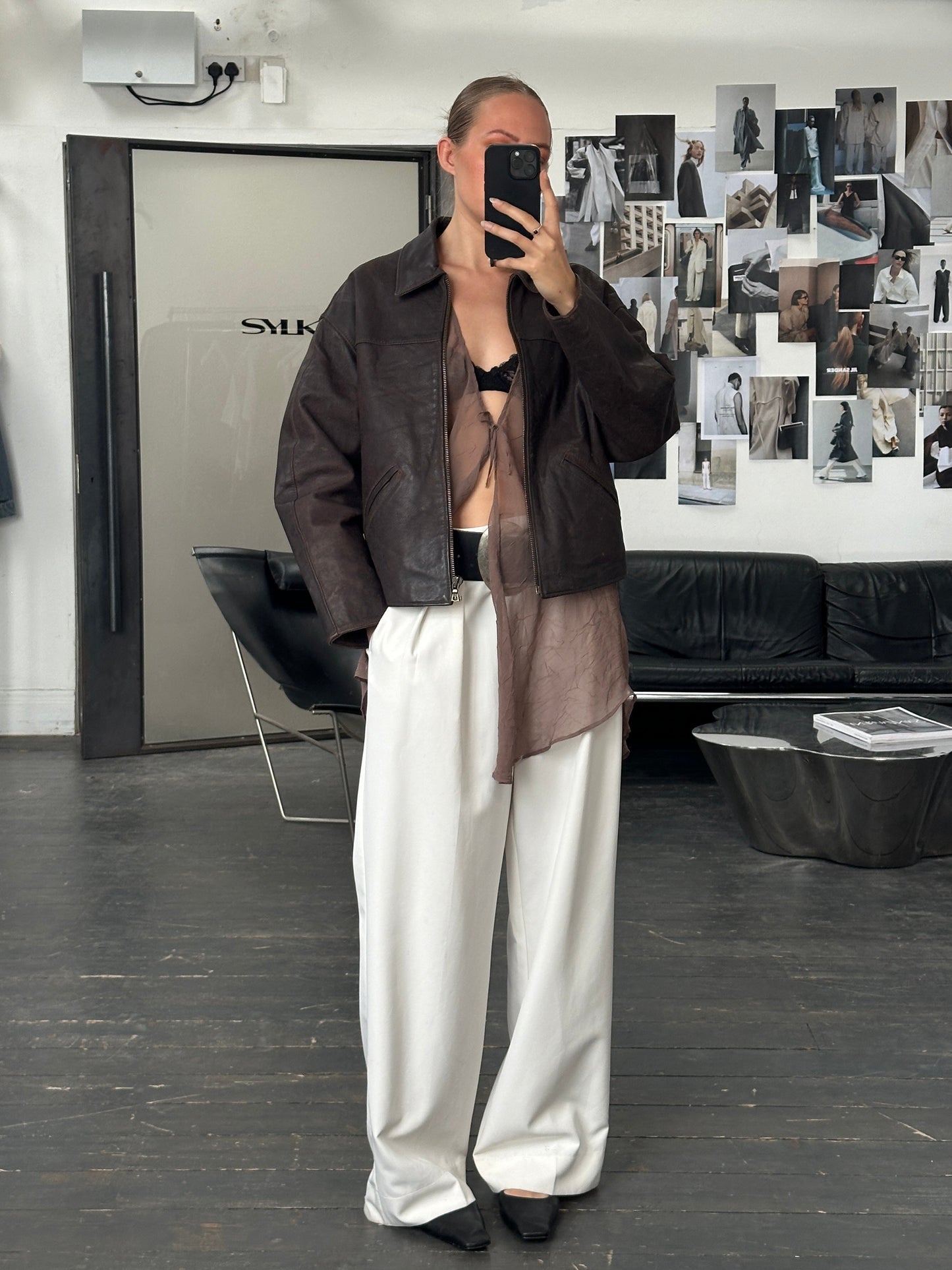 Vintage 1980s Cropped Leather Jacket - L