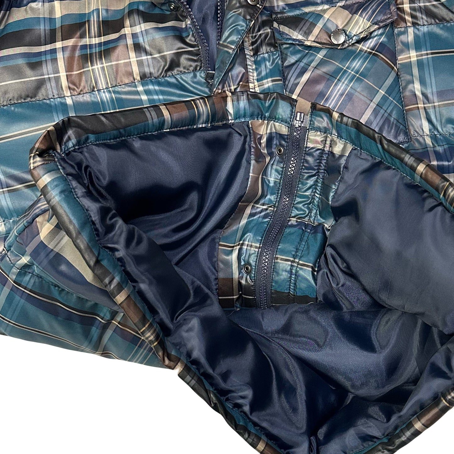 Takeo Kikuchi Plaid Puffer Jacket In Blue ( XL )