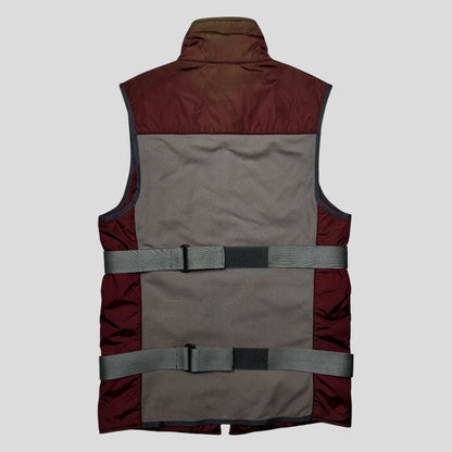 Prada Sport 1999 Nylon Bondage Mesh Padded Gilet - IT48 (S/M) | Small, Burgundy