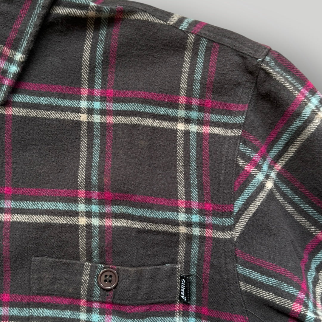 2000's Stüssy Flannel Overshirt L | O/S, Grey