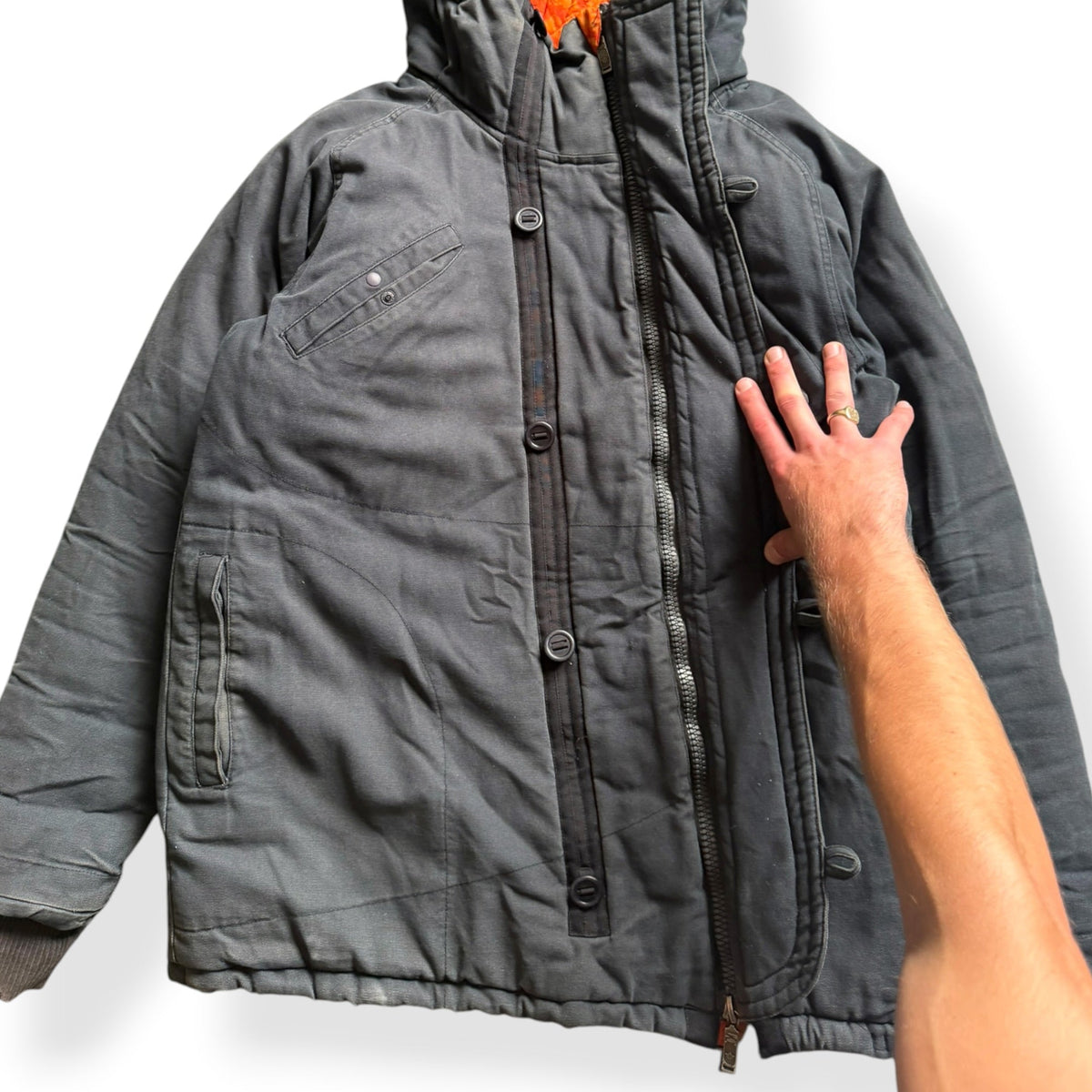 2000's Maharishi Asymmetric Zip Padded Parka (L) | Large, Camo