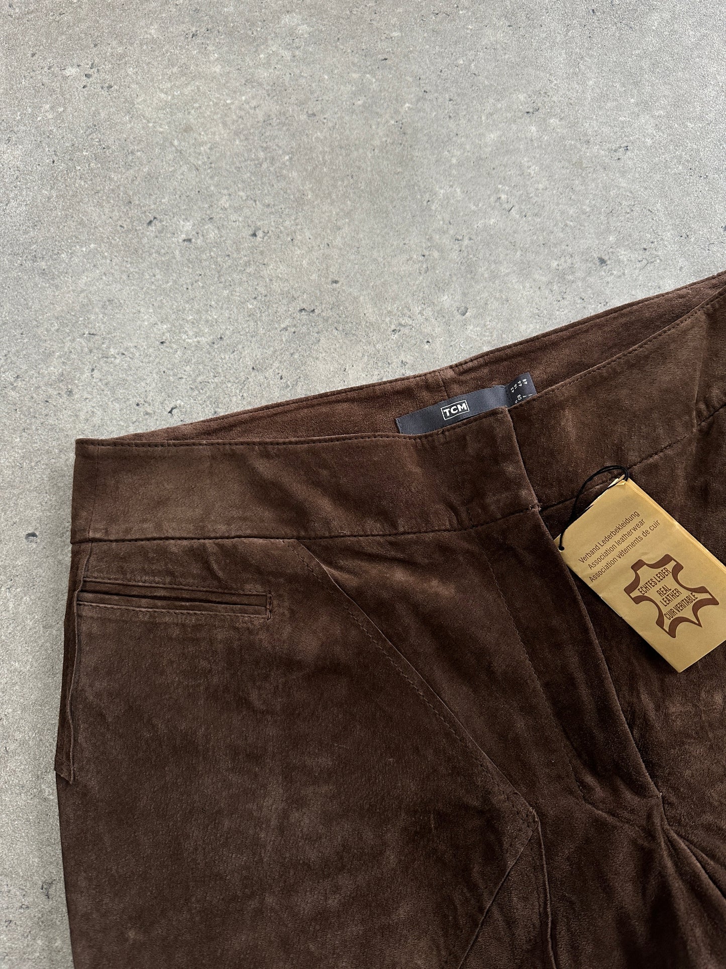 Vintage 1990s Suede Panelled Straight Leg Trousers - W32