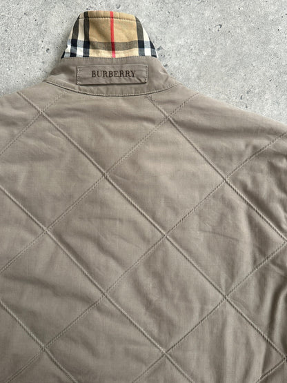 Burberry 1990s Quilted Nova Check Cord Collar Jacket – L