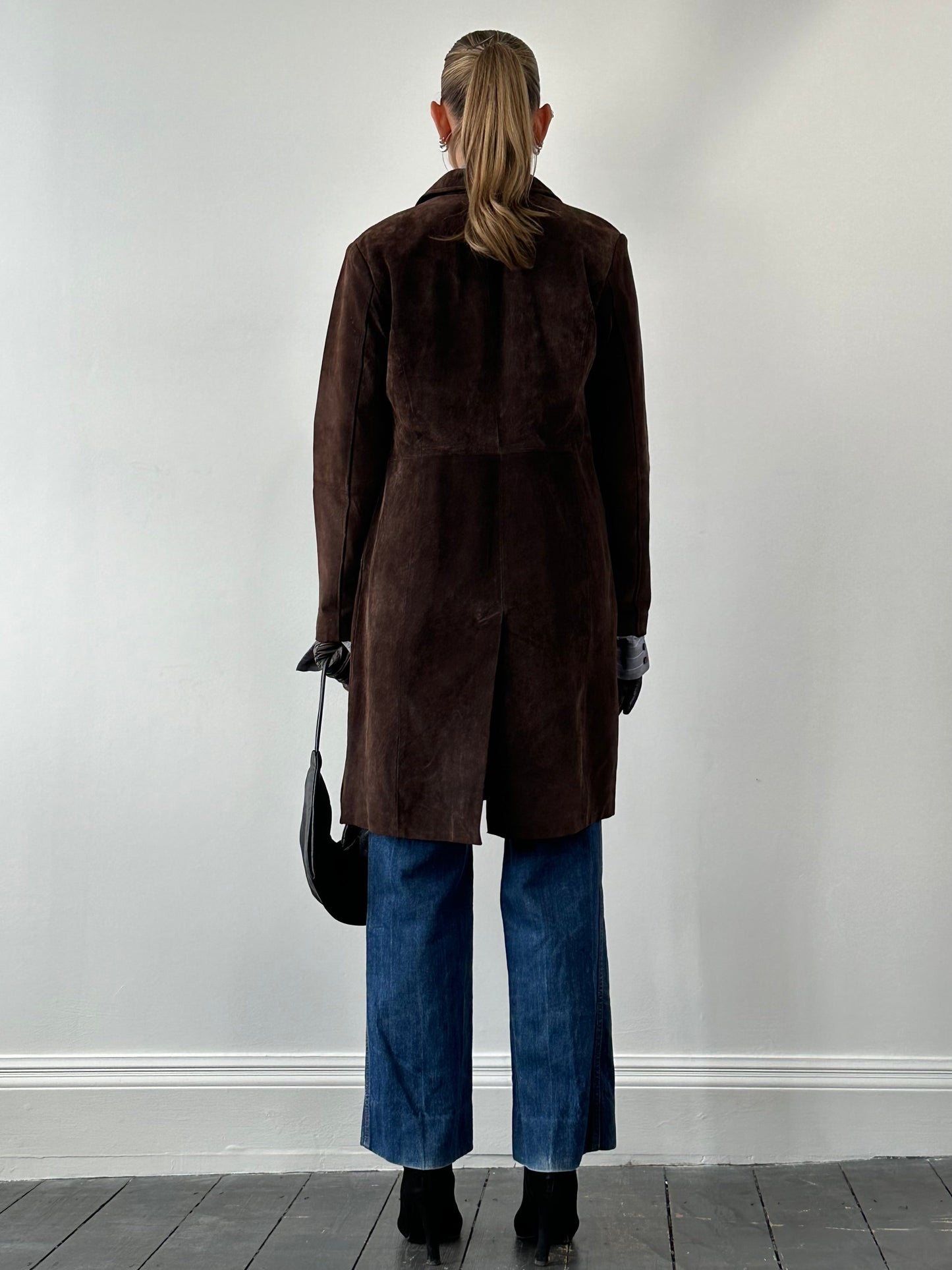 Vintage Suede Trench Coat - L