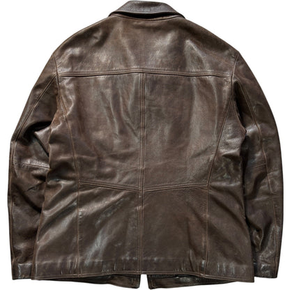 Armani Jeans 00’s Brown Leather Jacket XL | XL, Multicoloured