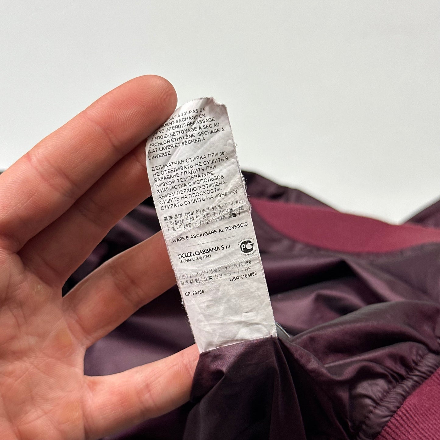 D&G 00’s Dolce & Gabbana Iridescent Nylon Bomber Jacket - IT50 (M) | Default Title, Burgundy
