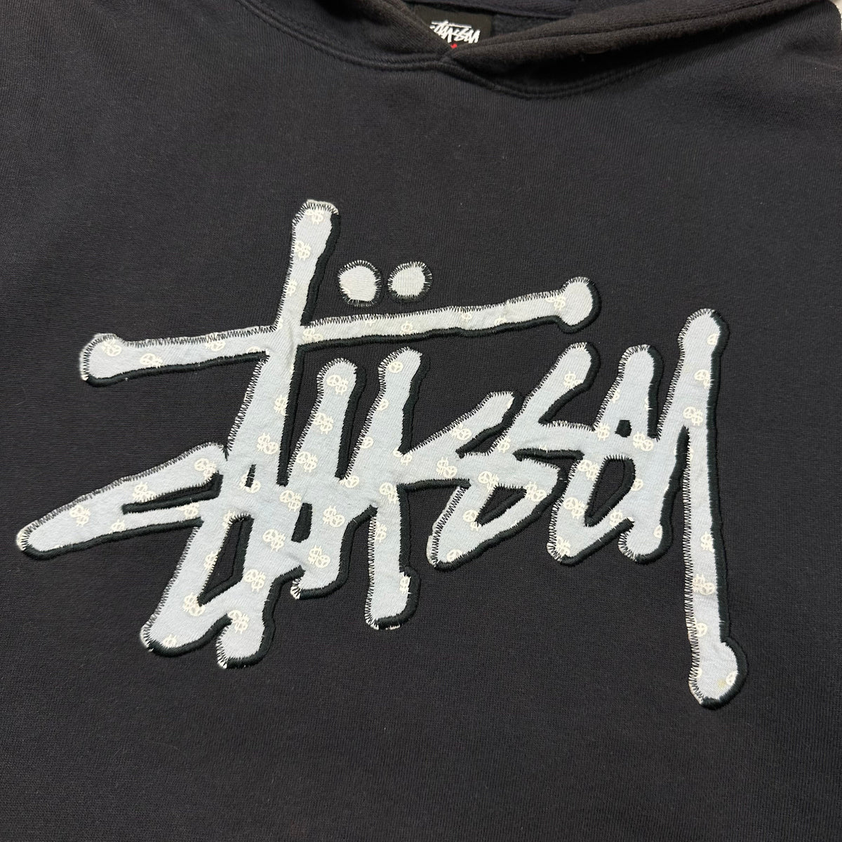 Stussy 00’s Embroidered Appliqué Monogram Logo Boxy Hoodie - S/M | Small, Multicoloured