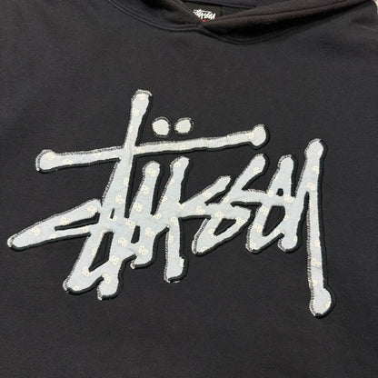 Stussy 00’s Embroidered Appliqué Monogram Logo Boxy Hoodie - S/M | Small, Multicoloured
