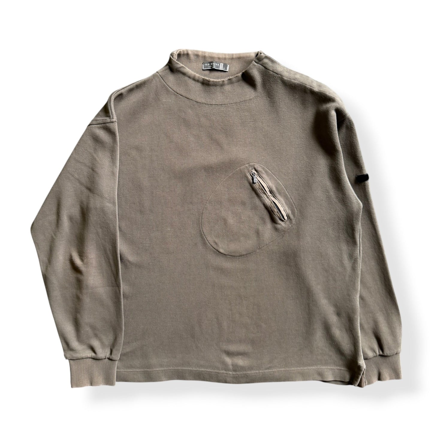 2000's Ted Baker Asymmetric Stash Pocket Sweatshirt (L) | Large, Khaki
