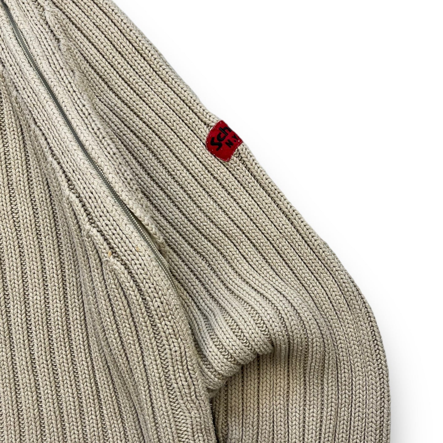 2000's Schott NYC Dual Zip Knitted Balaclava Hoodie (M) | Default Title, Beige