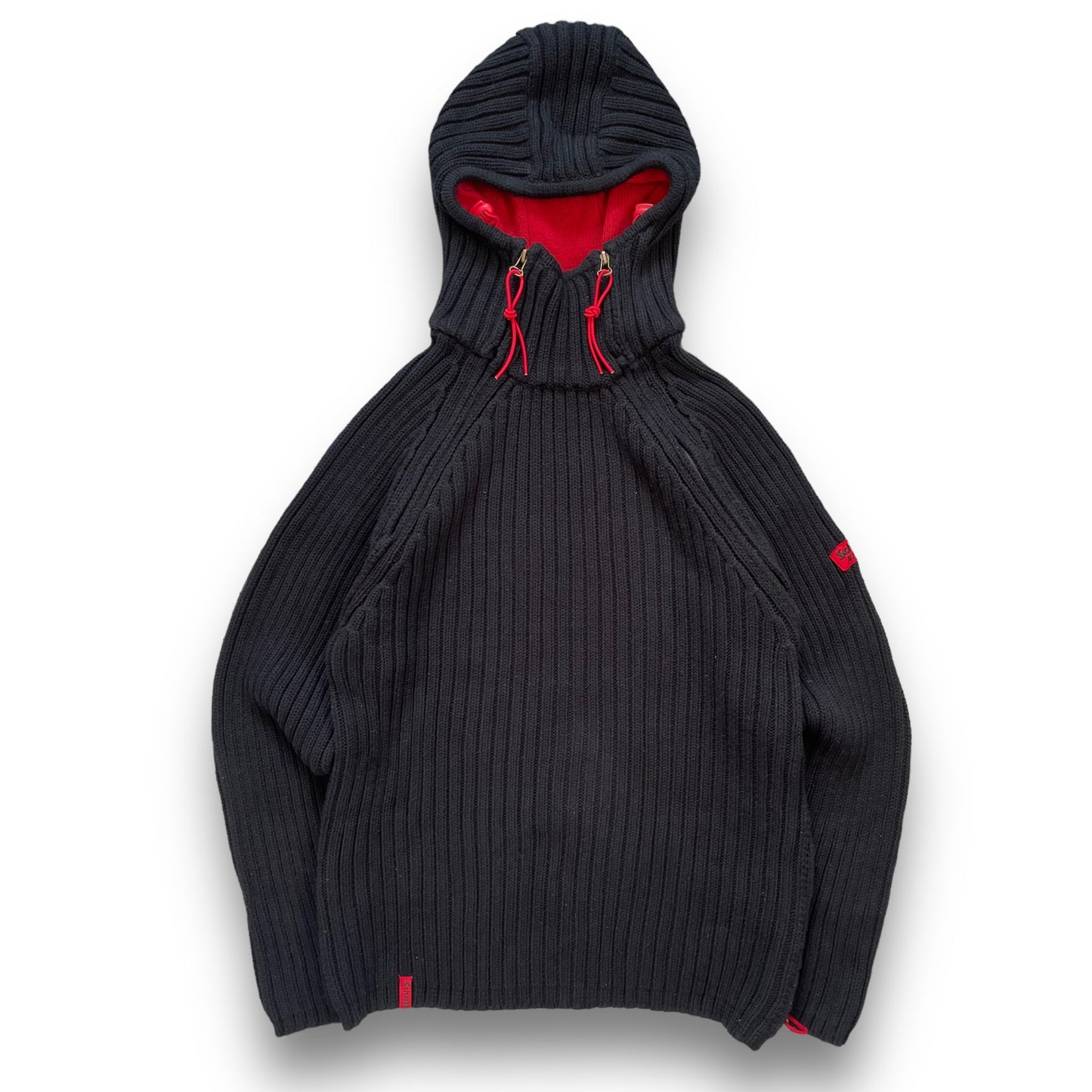 2000's Schott NYC Dual Zip Knitted Balaclava Hoodie (L) | Default Title, Navy