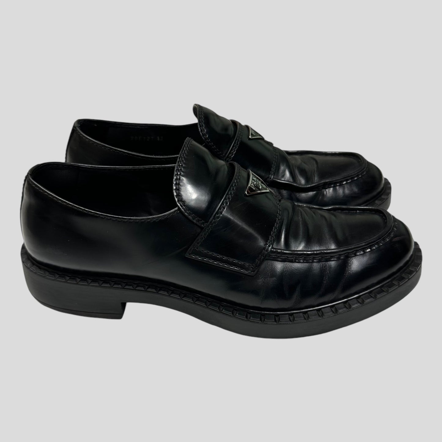 Prada Milano 2022 Black Brushed Leather Loafers - UK11/11.5