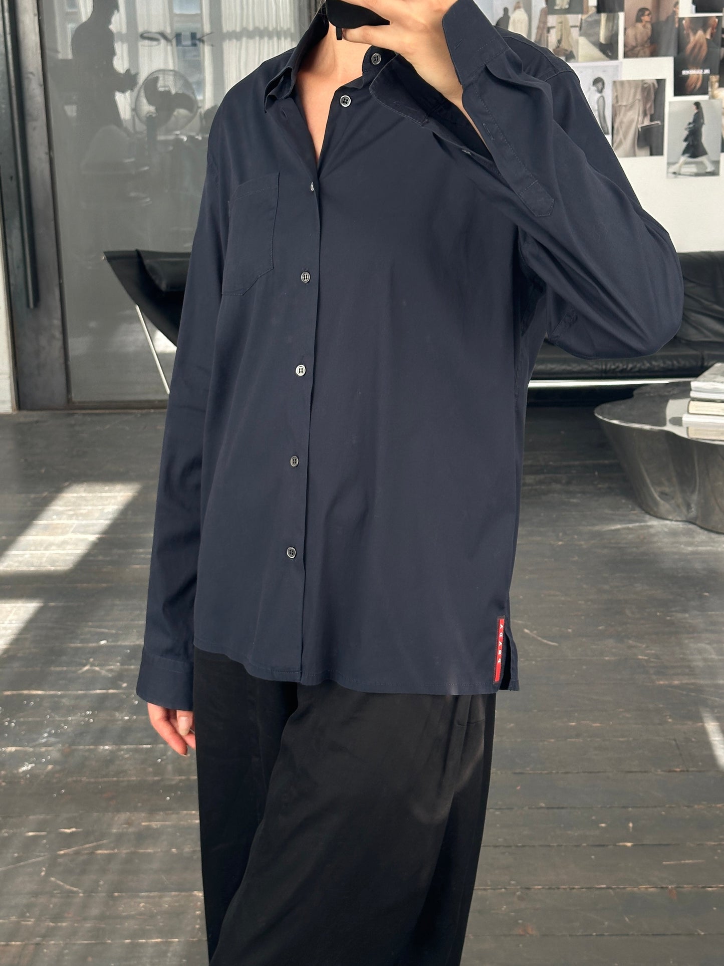 Prada 2000s Cotton Logo Shirt - M