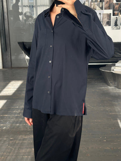 Prada 2000s Cotton Logo Shirt - M