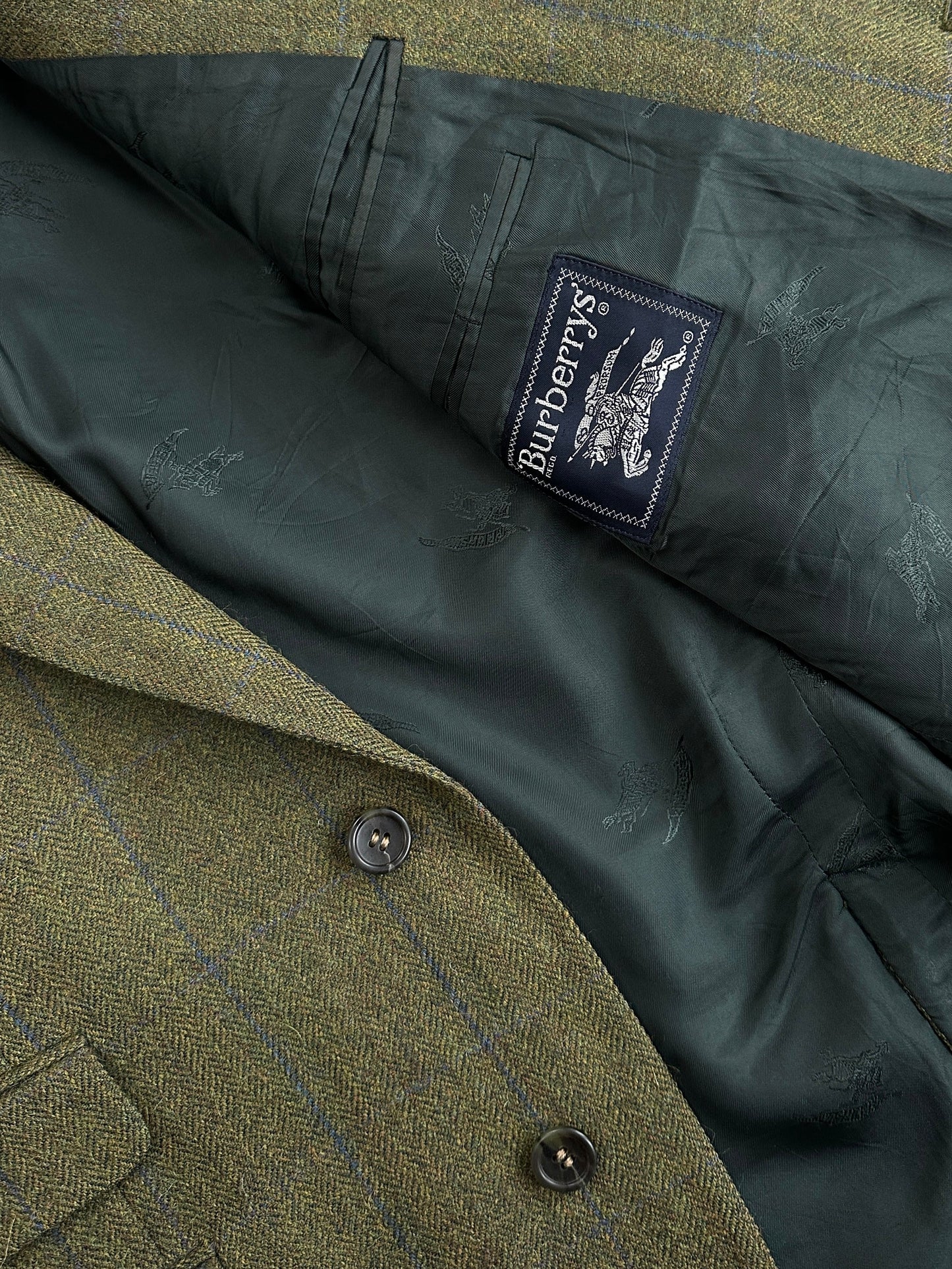 Burberry 1980s Tweed Check Alpaca Wool Single Breasted Check Blazer - 42R/L