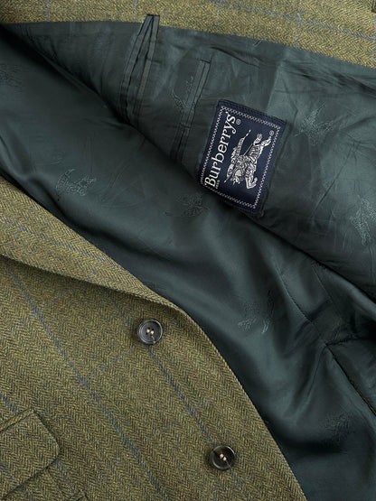 Burberry 1980s Tweed Check Alpaca Wool Single Breasted Check Blazer - 42R/L