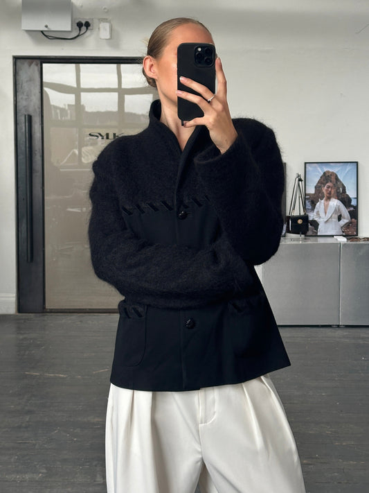 Italian Vintage 1990s Mohair Wool Contrast Panel Jacket - M