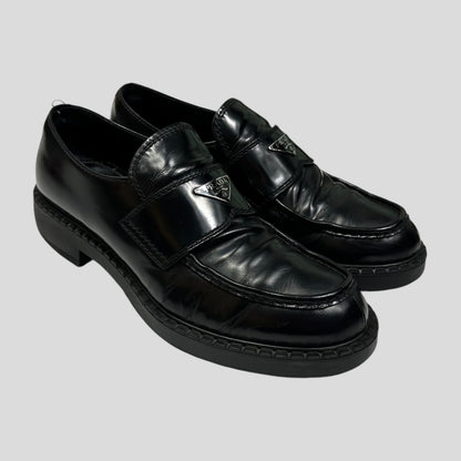 Prada Milano 2021 Black Brushed Leather Loafers - UK11/11.5