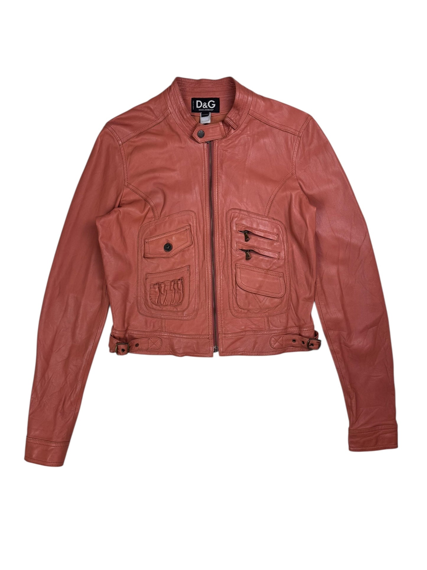 D&G 2000s salmon pink leather utility jacket | Salmon Pink, Salmon Pink