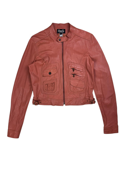 D&G 2000s salmon pink leather utility jacket | Salmon Pink, Salmon Pink