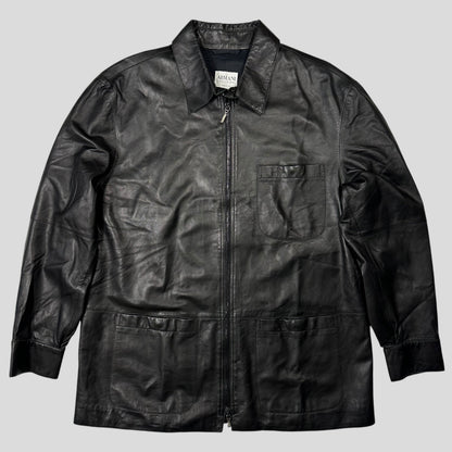 Armani Collezioni 90’s Nappa Leather Lined Chore Jacket - M/L | Default Title, Black