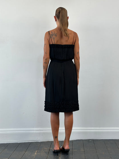 Italian Vintage Pleated Midi Dress - M