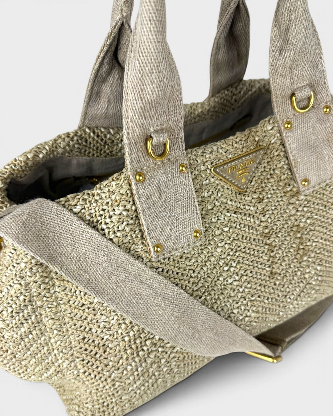 2000s Prada Raffia Woven 2Way Handbag | O/S, Multicoloured