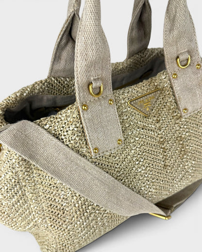 2000s Prada Raffia Woven 2Way Handbag | O/S, Multicoloured