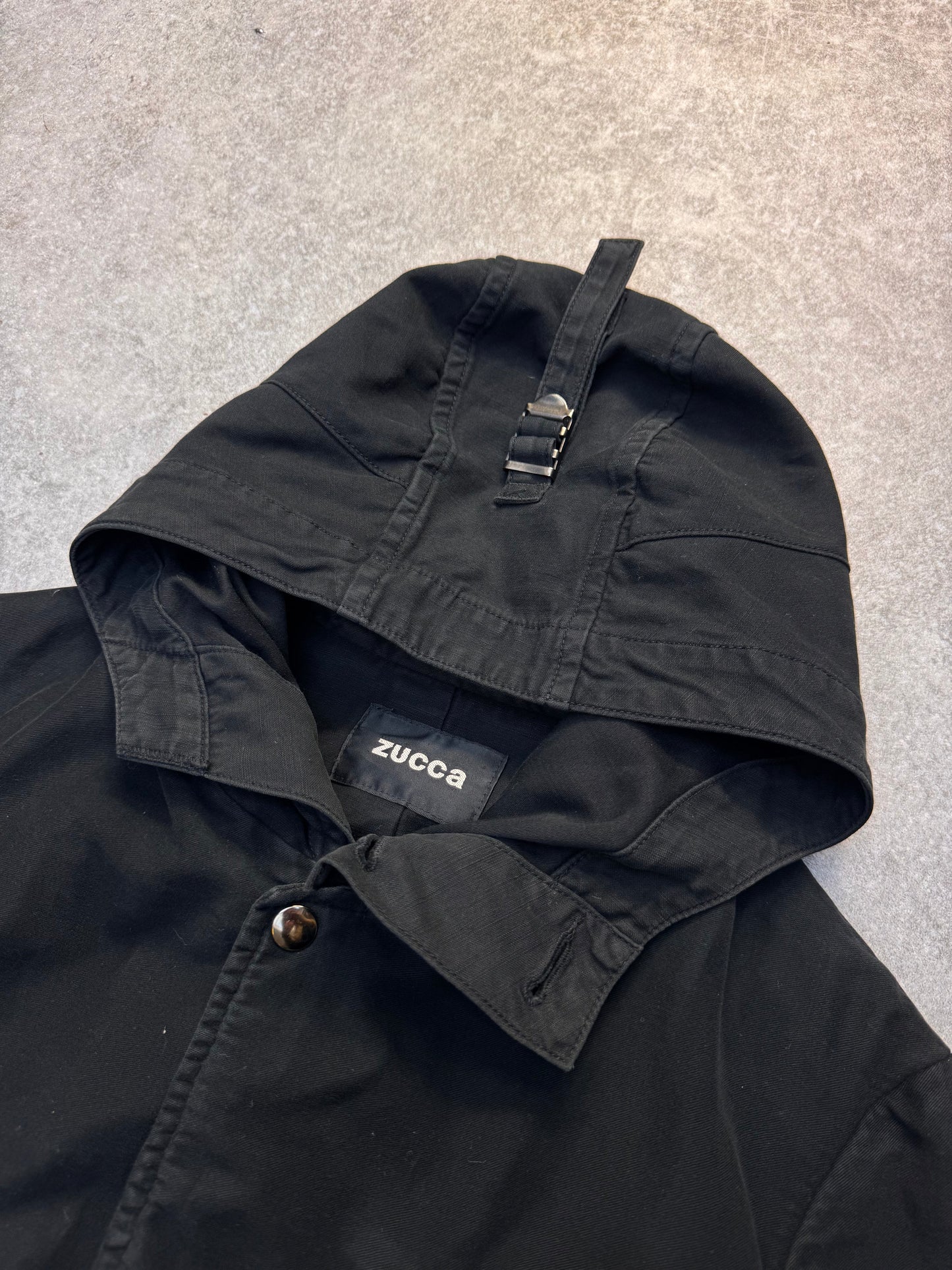 Zucca Double Layered Buckled Hooded Parka Jacket
